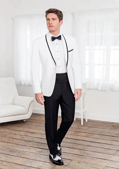 "Xavier" White Tuxedo Jacket-2