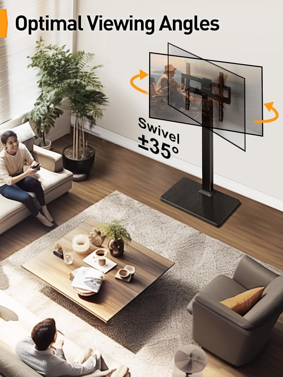 Floor TV Stand With Universal Heavy Duty Mount Seventy Inch TV-1