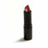 Dark pink lipstick in black tube, standing upright on white background.