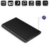 Black rectangular device with a lens on the edge; icons show HD, night vision, and motion detection.