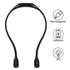 Black flexible neck reading light with dual LEDs; USB rechargeable, 1000mAh, LED icons shown.