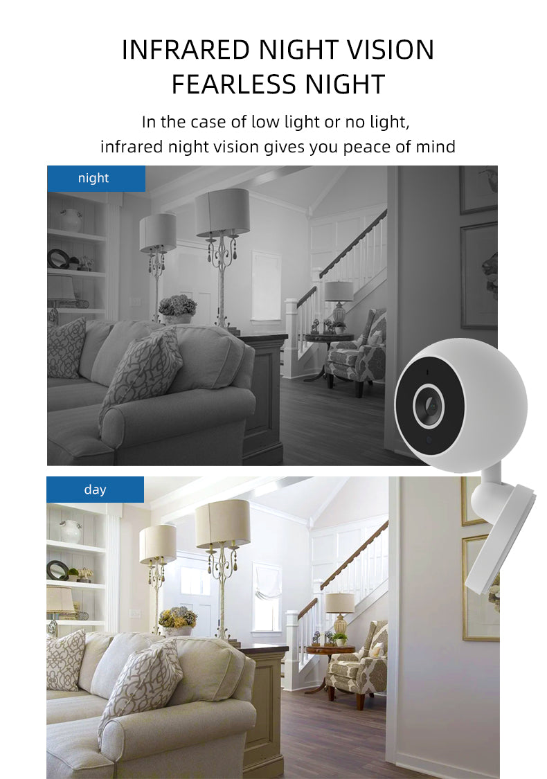 Living room split image, night in grayscale, day in color; features cozy seating and lamps.