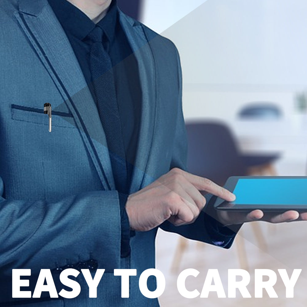 Person in blue suit holding a blue tablet, with "EASY TO CARRY" text at the bottom.
