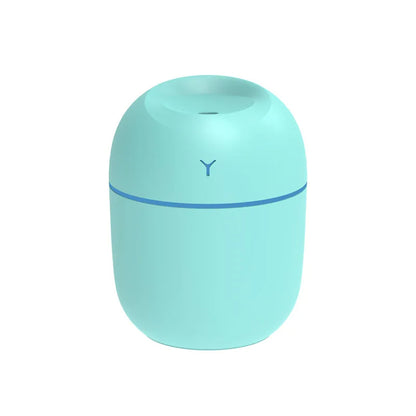Aqua blue, capsule-shaped container with a thin blue line and a subtle "Y" logo.