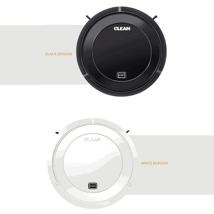 Black and white robotic vacuums, each with a circular design and "START" button on top.