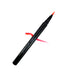 Black eyeliner pen with a red tip and a swirled red stroke on a white background.
