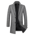 Gray plaid overcoat with two buttons and a black quilted lining, open to show interior.