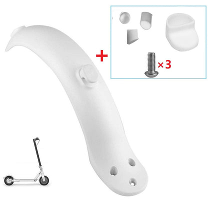 White scooter fender and parts set with three screws, displayed on a white background.