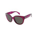 Purple cat-eye sunglasses with dark lenses, featuring glossy frames and slightly curved arms.