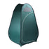Green pop-up tent with a rounded top, white trim, and small screened window near the top.