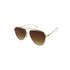 Gold-framed sunglasses with brown gradient lenses on a white background.