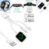 Multi-functional charging cables for iPhone and iWatch, showing docking and charging indicators.