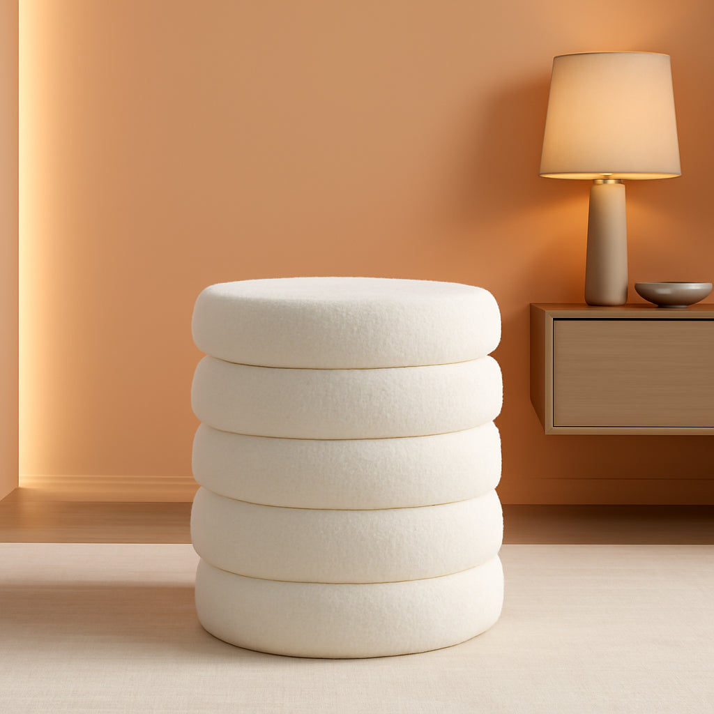 Round Ottoman With Hidden Storage And Cushioned Top-0
