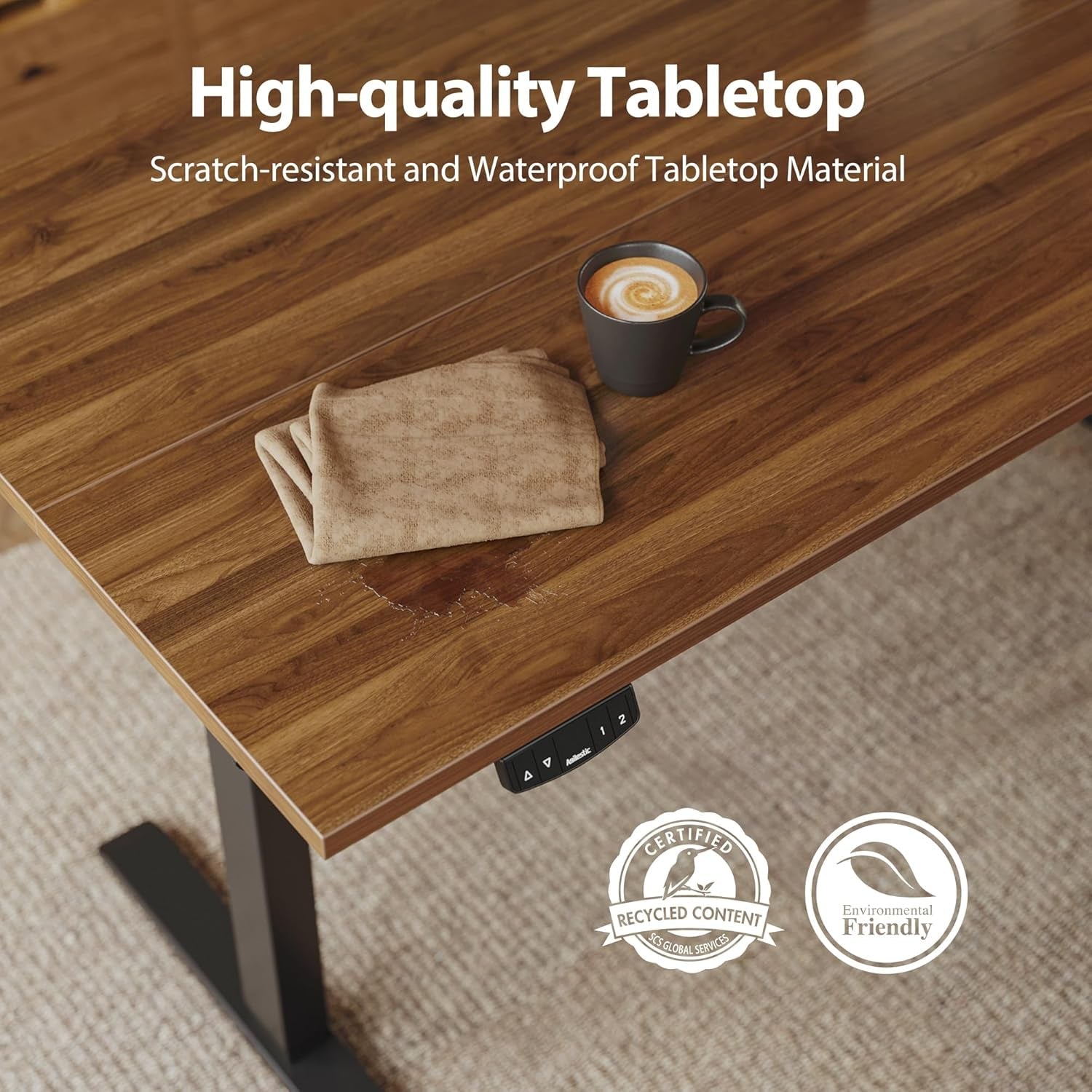 Electric Standing Desk 48x24 Height Adjustable Dark Walnut-3