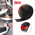 Black car lip spoiler installation with red adhesive shown in steps; includes a rolled strip.