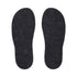 Pair of dark gray felt insoles on a white background.