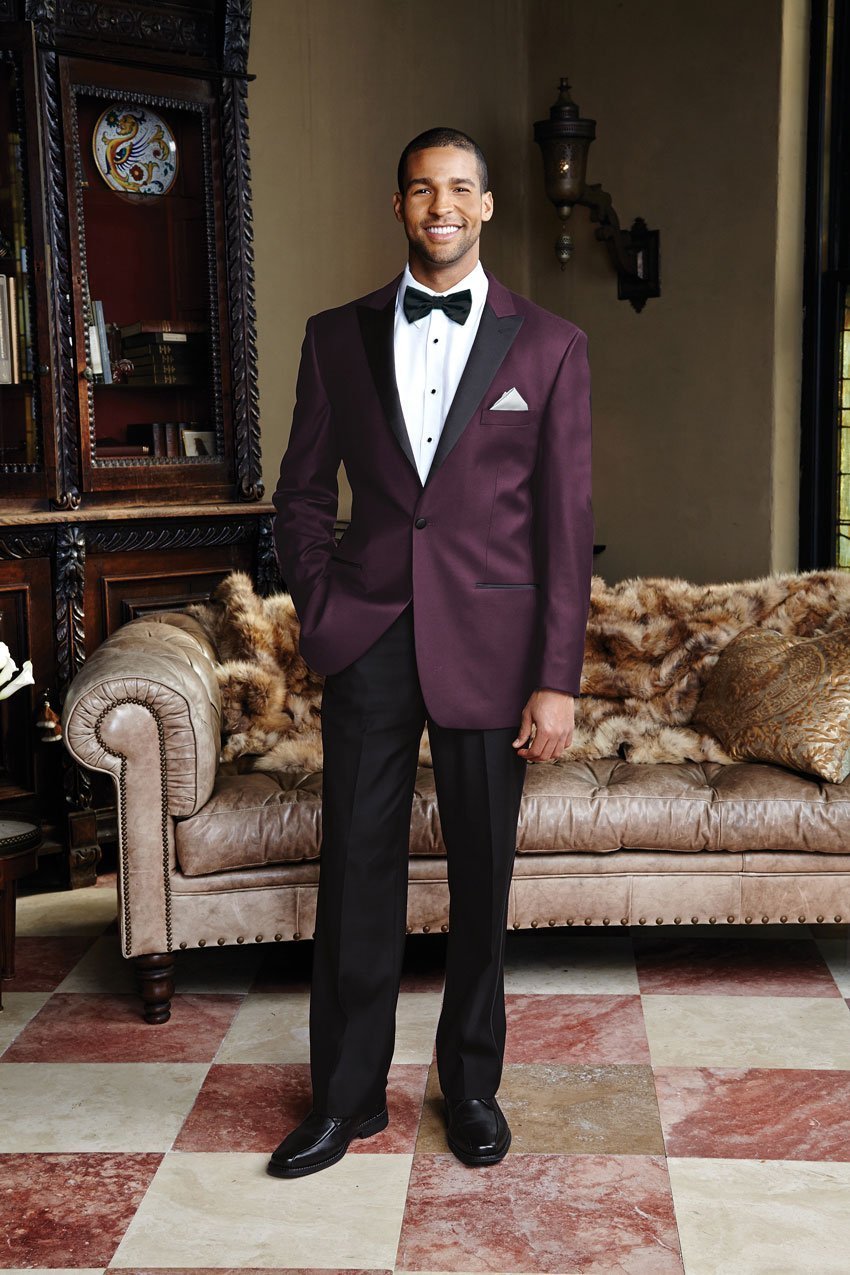 "Fitzgerald" Plum Tuxedo Jacket Peak (Separates)-0