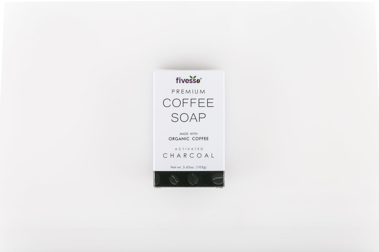 Coffee soap box on white background with black text and a small coffee bean image.