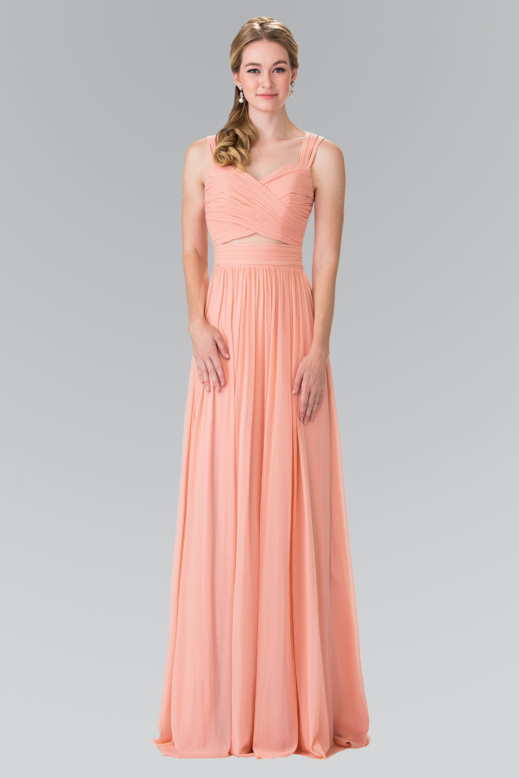 Pleated Bodice Bridesmaids Long Prom Dress GLGL2366-3