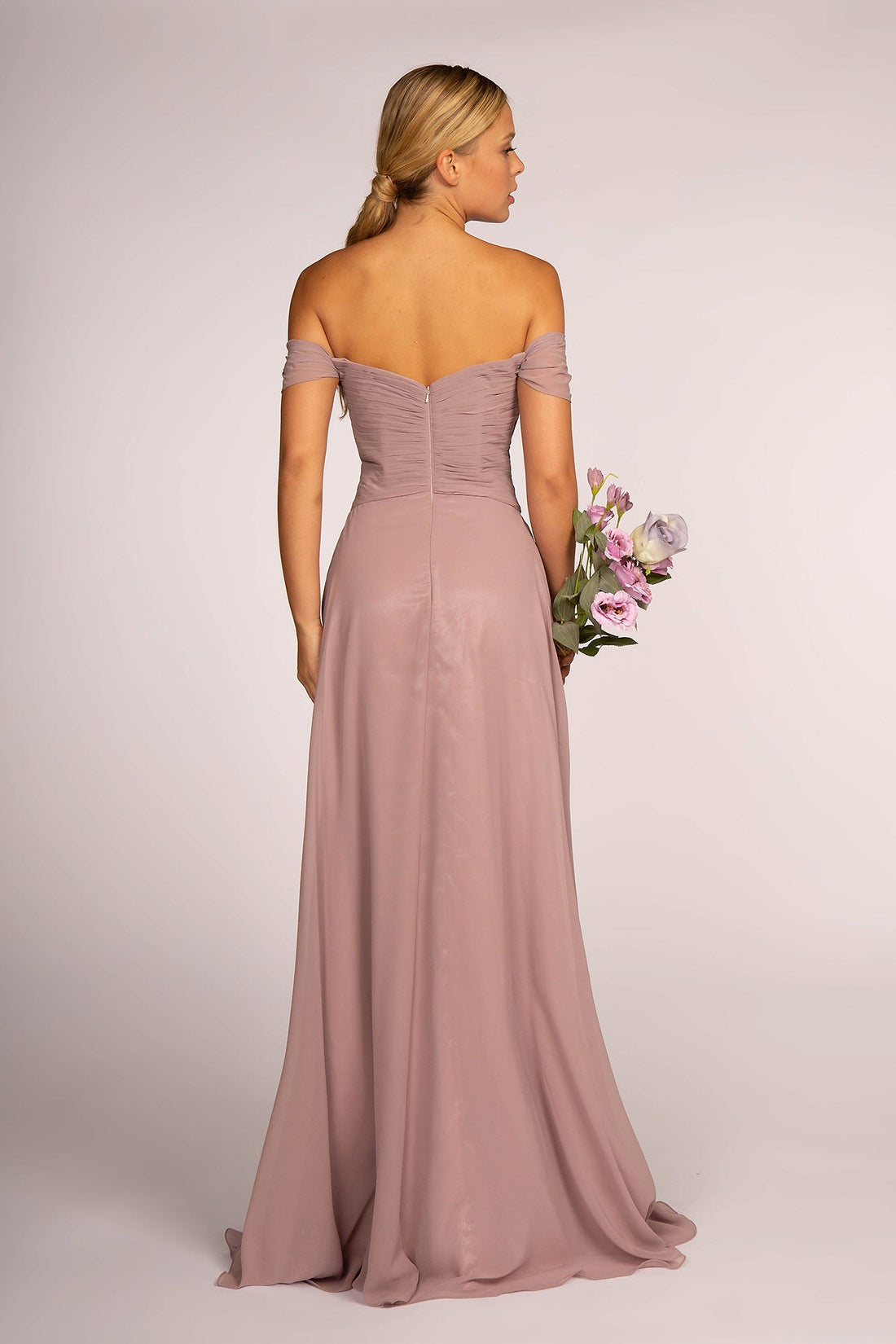 Off-the-Shoulder Chiffon Long Dress-1