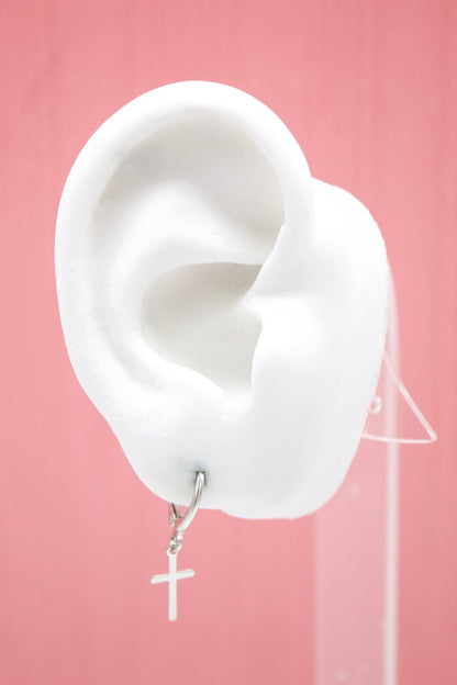 Tiny Simple Cross Huggie Earrings (L226)-4