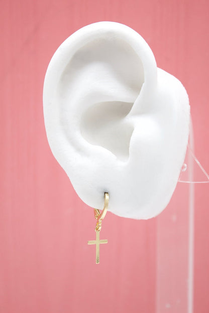 Tiny Simple Cross Huggie Earrings (L226)-2