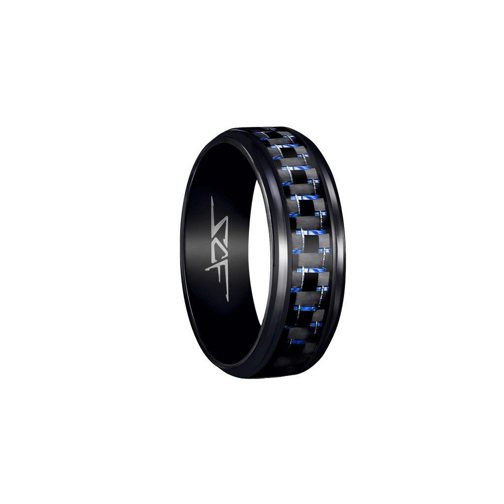 Blue Lace Carbon Fiber Ring | Black | Slate Series